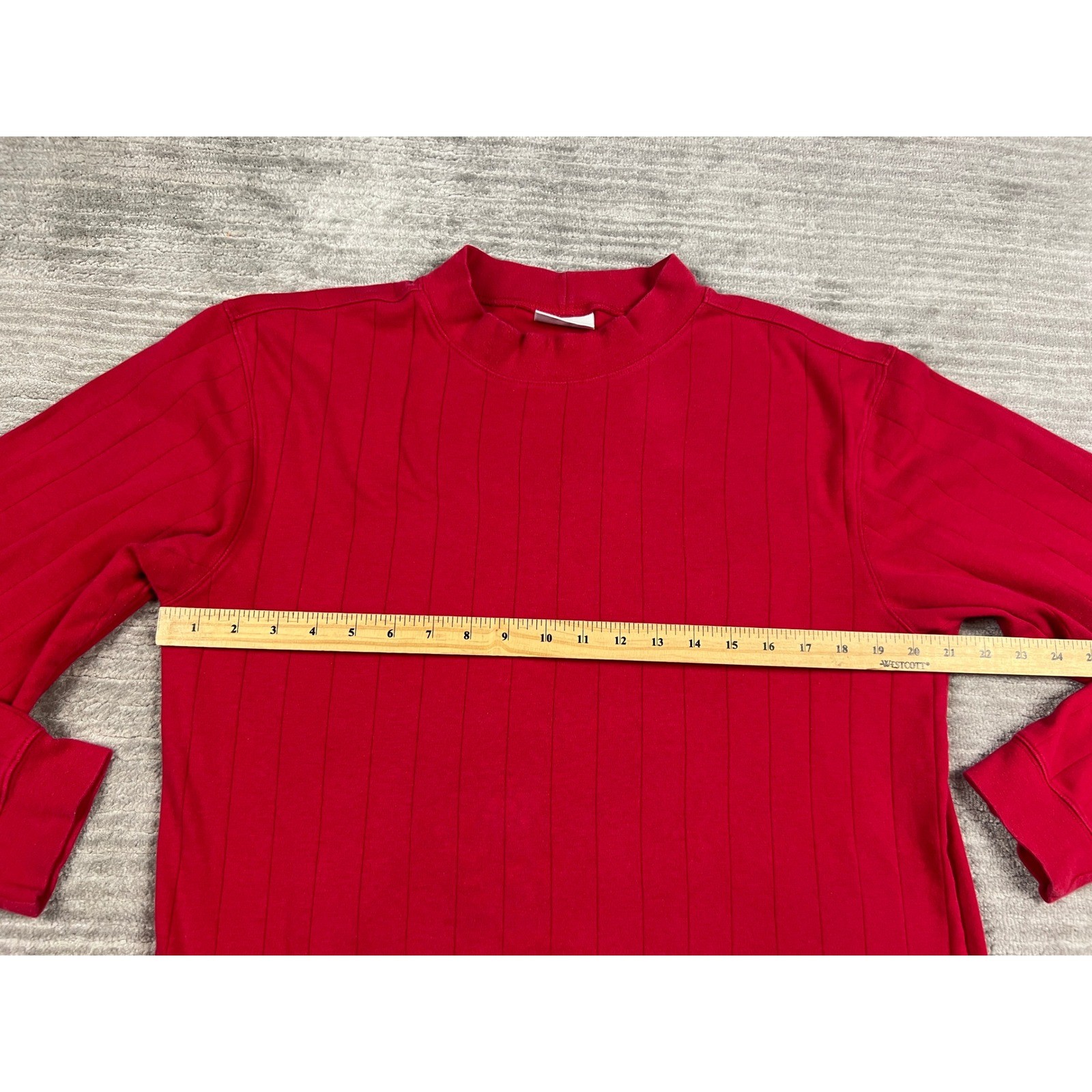 Ivy Crew Shirt Mens XL Red Mock Neck Long Sleeve Vertical Ribbed Knit Casual gallery