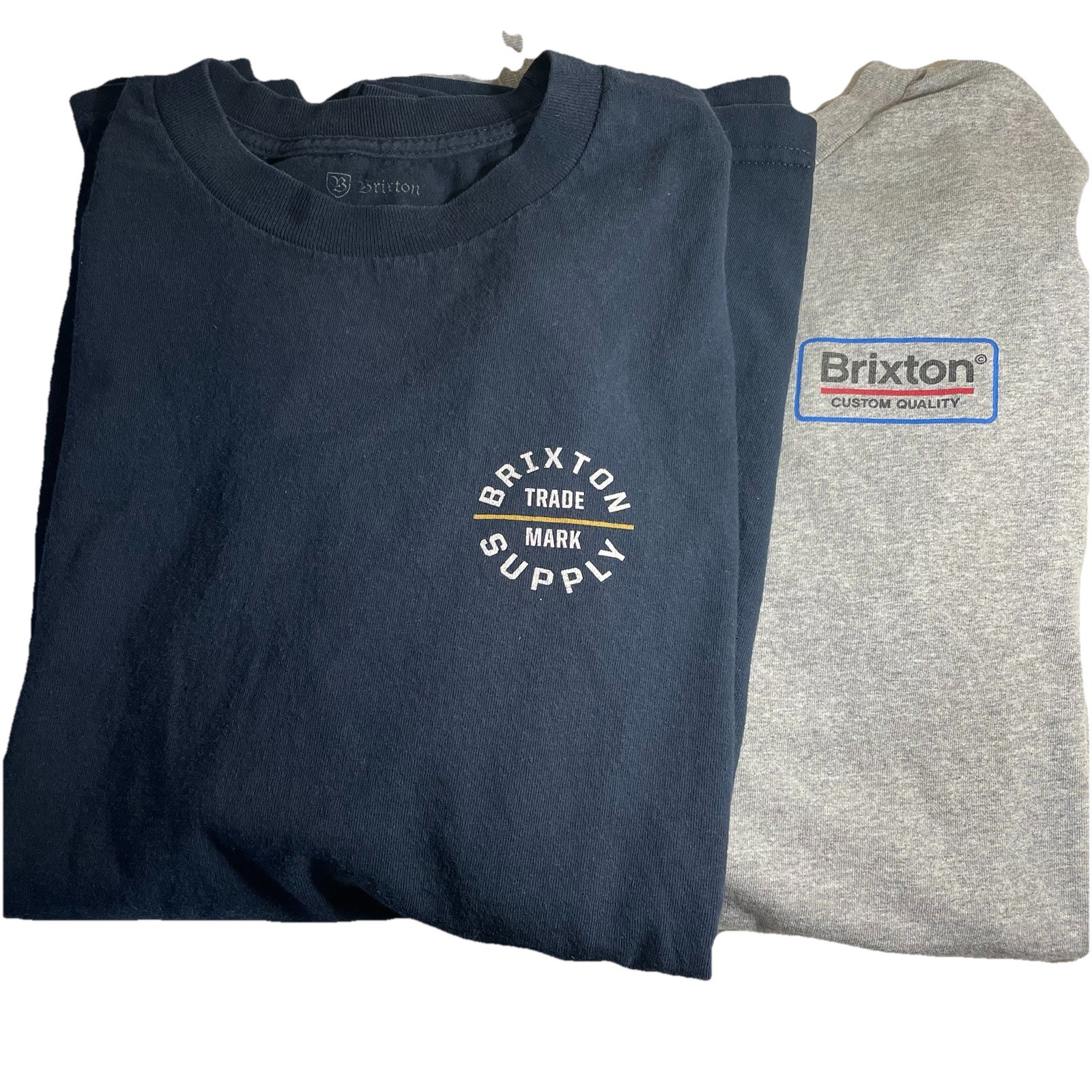 Brixton Men Medium Long Sleeve Skater Logo Graphic Tee, 2 pack: Navy & Gray