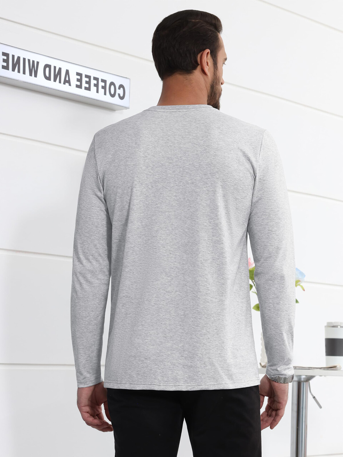 Men's Crew Neck Shirt Long Sleeve Cotton Soft Comfort Lightweight Casual T-Shirt gallery