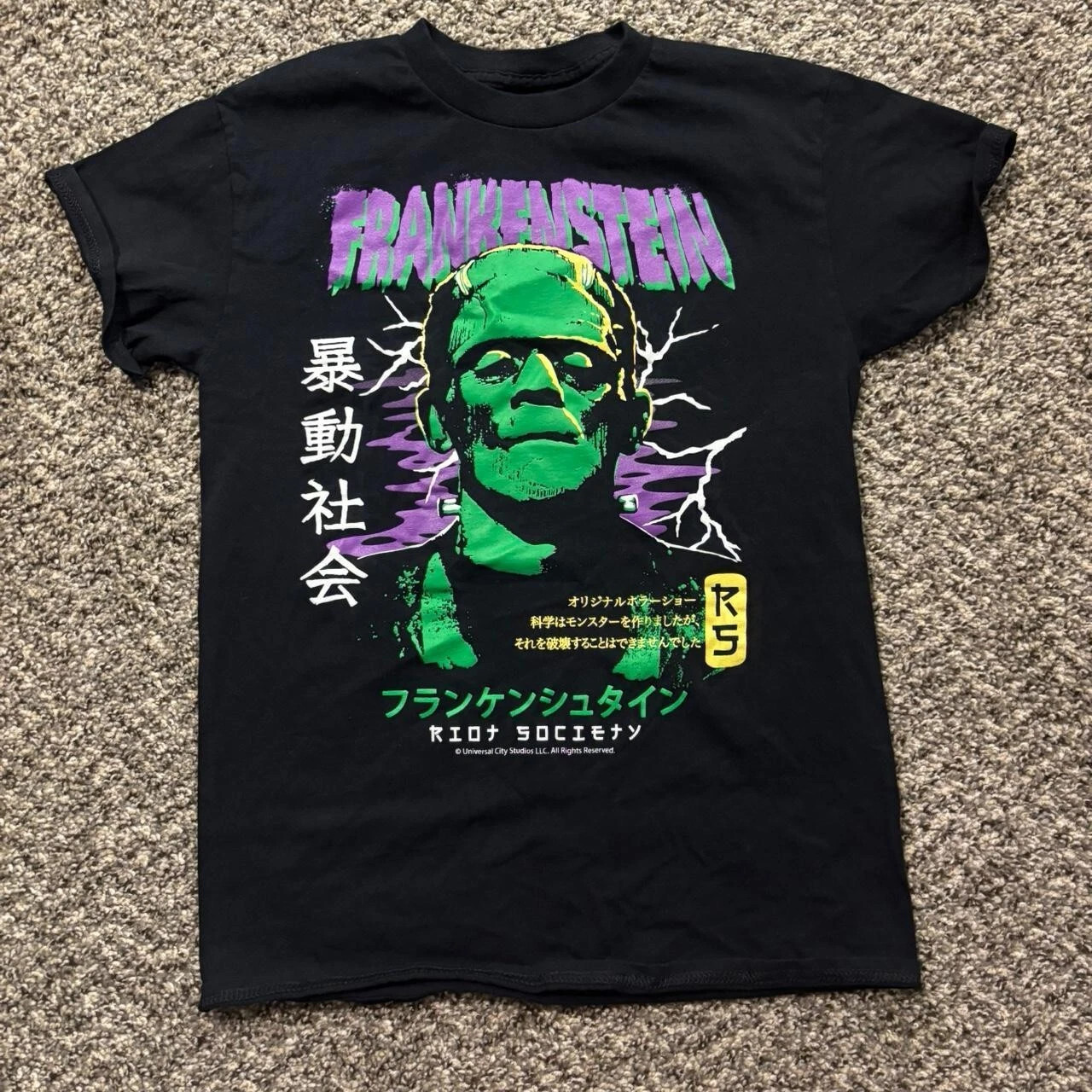 Frankenstein Horror Movie Graphic T-Shirt Vintage Style Black Tee S-4XL