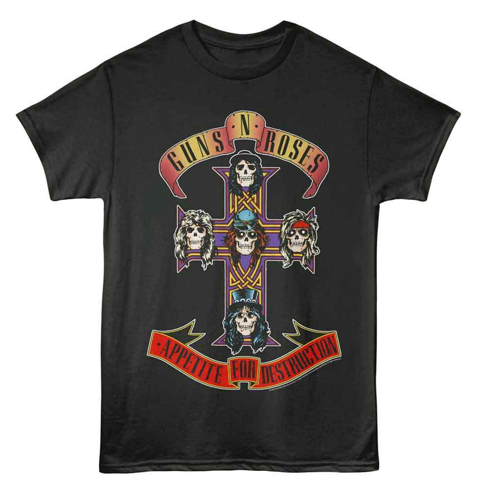 Guns N Roses – Appetite For Destruction – Solid Black Adult Short Sleeve T-Shirt