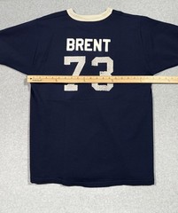 Vintage Russell Athletic Knit Ringer Tee Mens L Navy White BRENT 73 Jersey USA