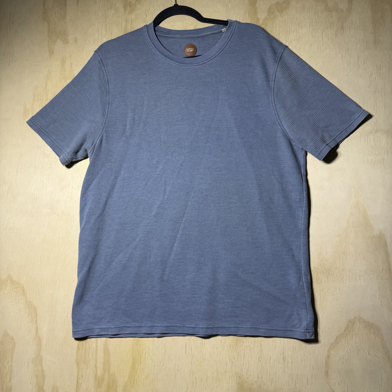 Common People Ribbed Knit T Shirt Large Blue Short Sleeve Casual Minimalist Tee gallery