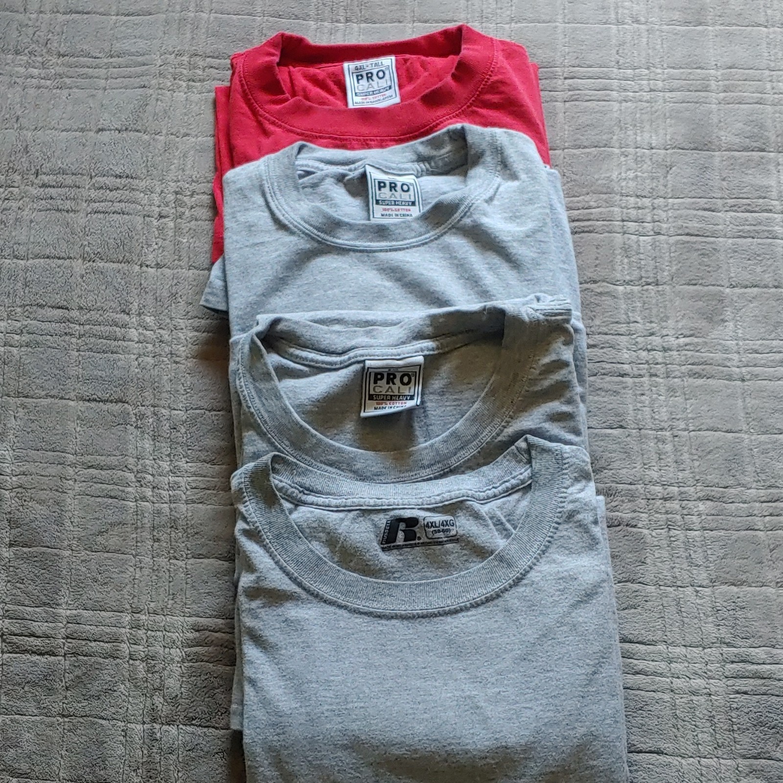 Pro Club Super Heavy Men's Cotton Jersey Crew Neck T-Shirt Lot Red Gray 4XL gallery