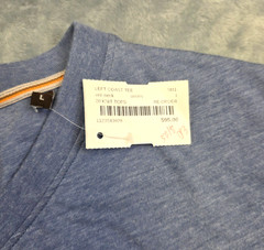 $95 New LEFT COAST TEE SHIRT Cotton Polyester Men’s LARGE L Heather Blue V-NECK