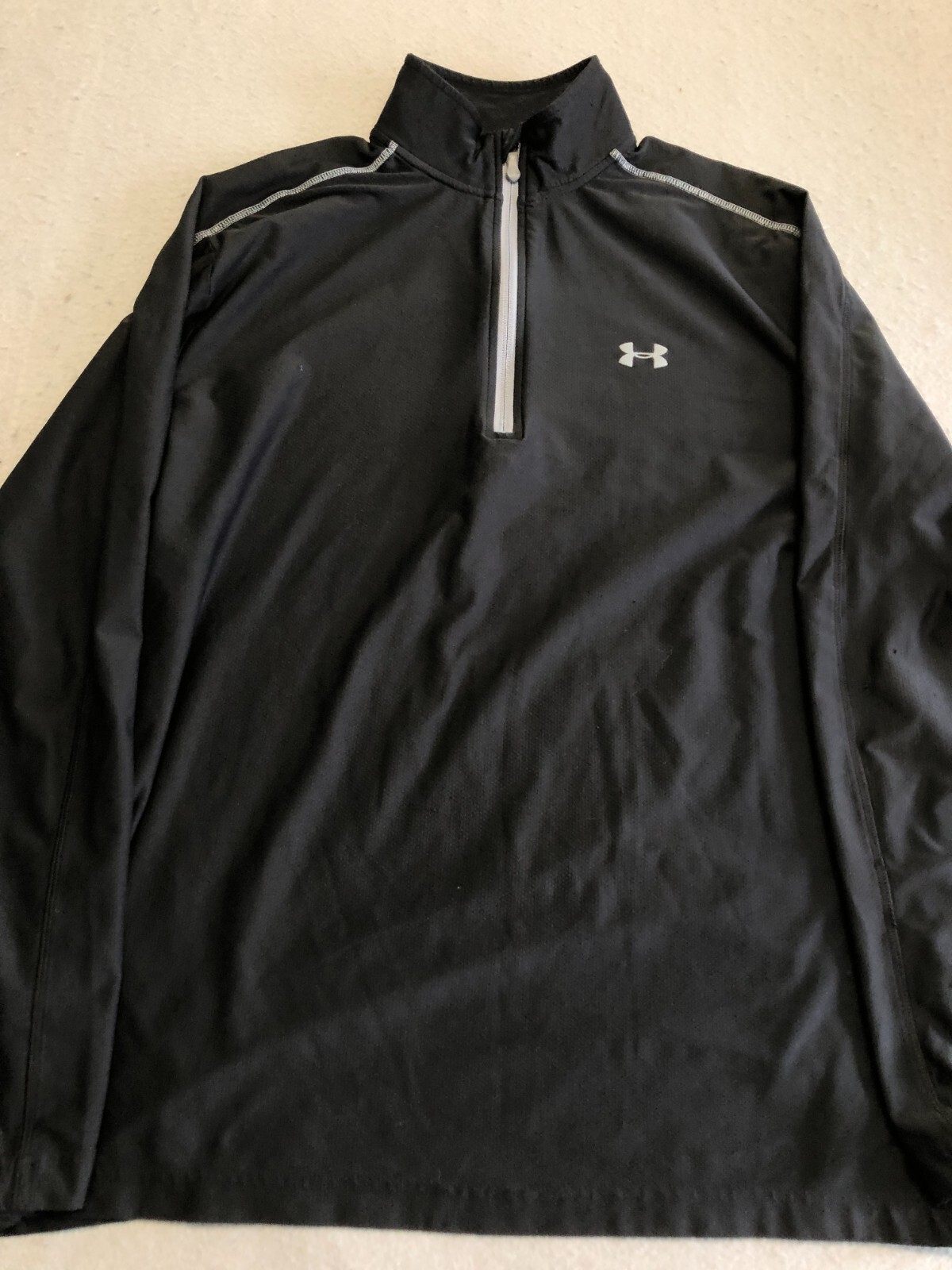 Under Armour Shirt Mens Extra Large Black 1/4 Zip Stand Collar Activewear Knit gallery