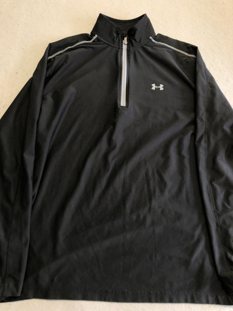 Under Armour Shirt Mens Extra Large Black 1/4 Zip Stand Collar Activewear Knit