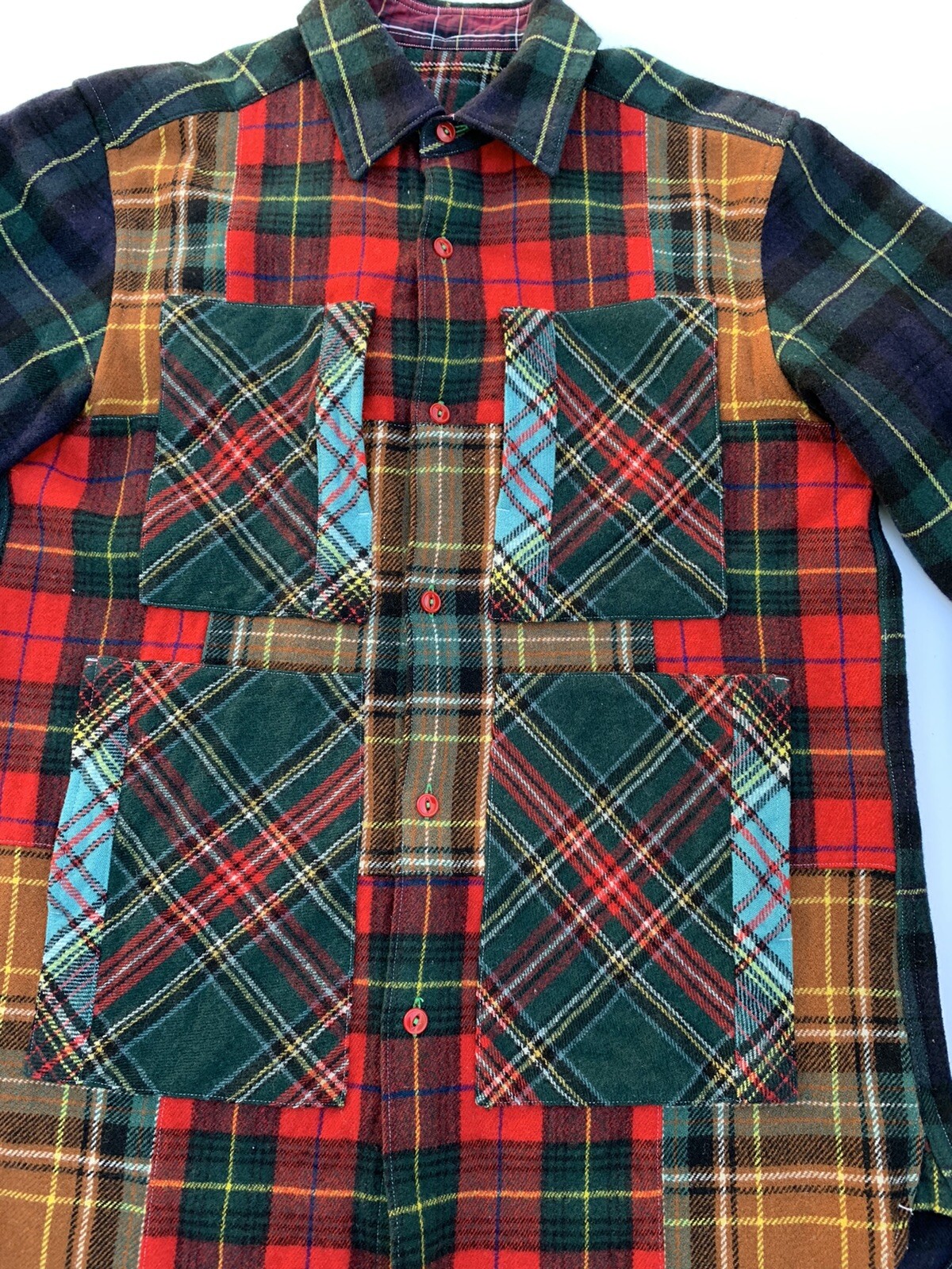 Comme Des Garçons Ganryu 2013 Fall/Winter Shirt Wool Rare Patchwork Flannel Sz S gallery