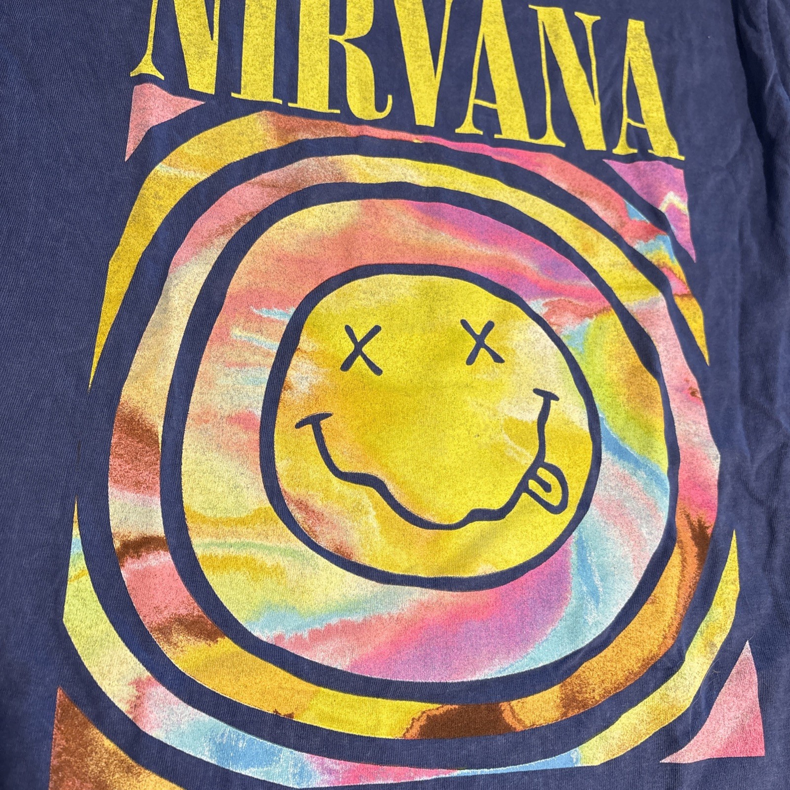 Official Nirvana Smiley Face Tie Dye T Shirt Size L gallery