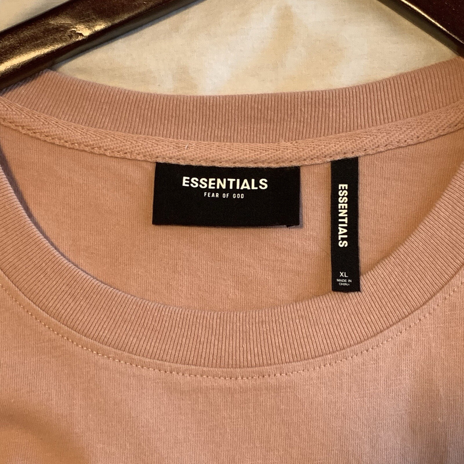 New Men’s Fear of God FOG Essentials 3M Logo Blush Pink Boxy XL Shirt Authentic gallery