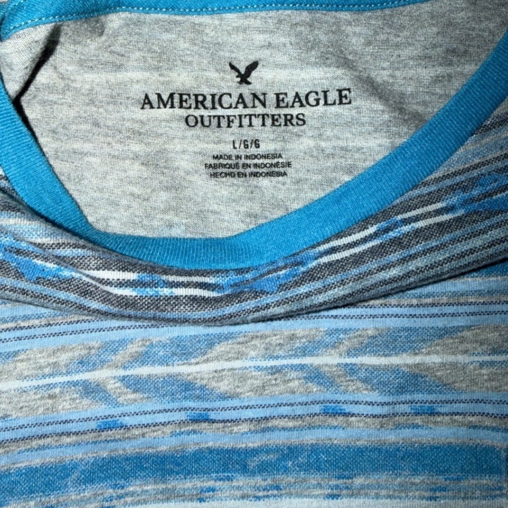 American Eagle Outfitters - Mens Large Blue Striped T-Shirt gallery