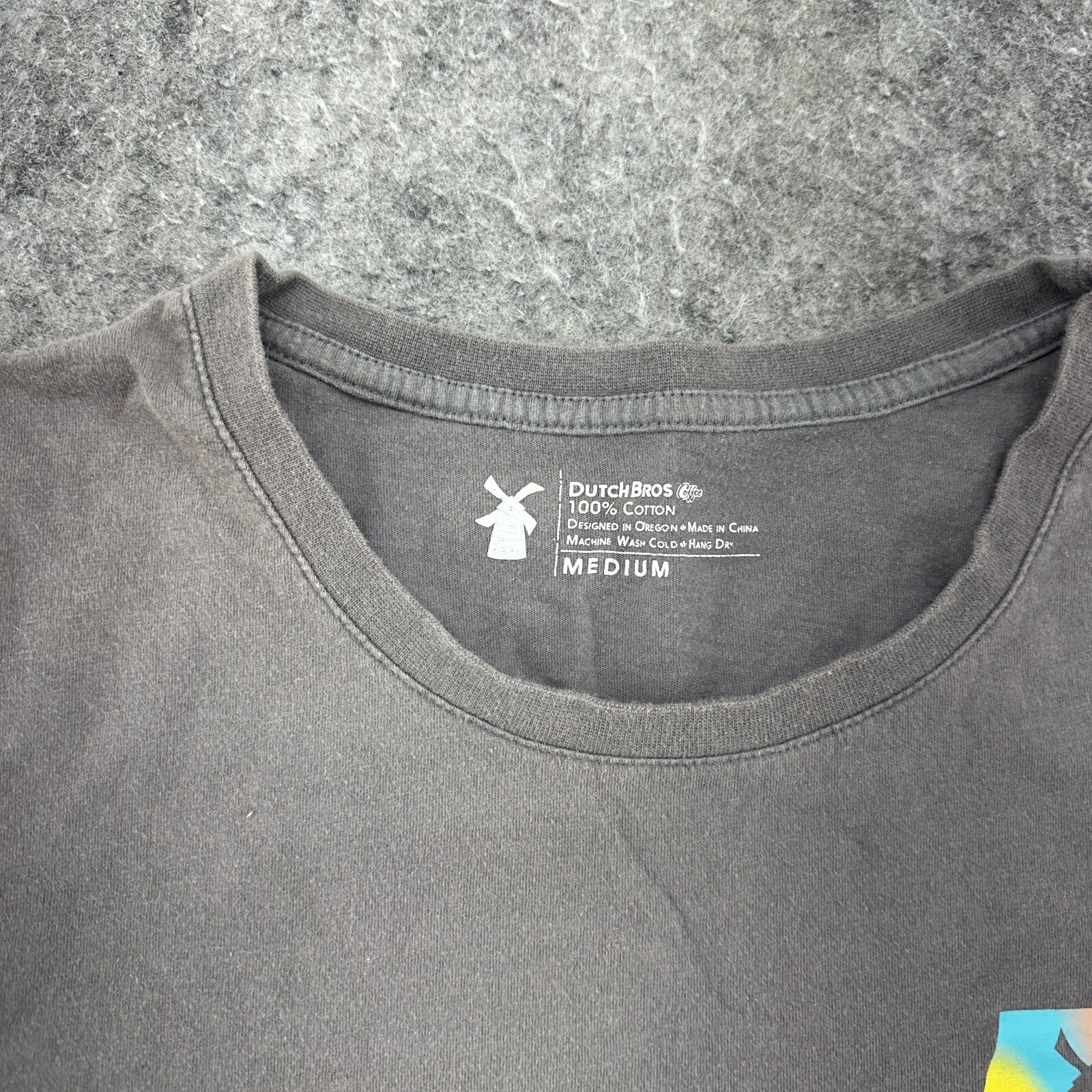 Dutch Bros Shirt Mens Medium Gray Yellow Graphic Logo Spellout Print gallery