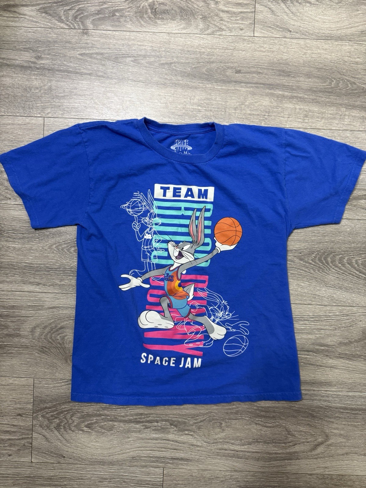 Space Jam Bugs Bunny Looney Tunes Basketball Graphic Blue T-Shirt Men’s XL gallery