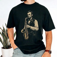 President Abraham Lincoln Playing Saxophone Funny History Music Lover T-Shirt