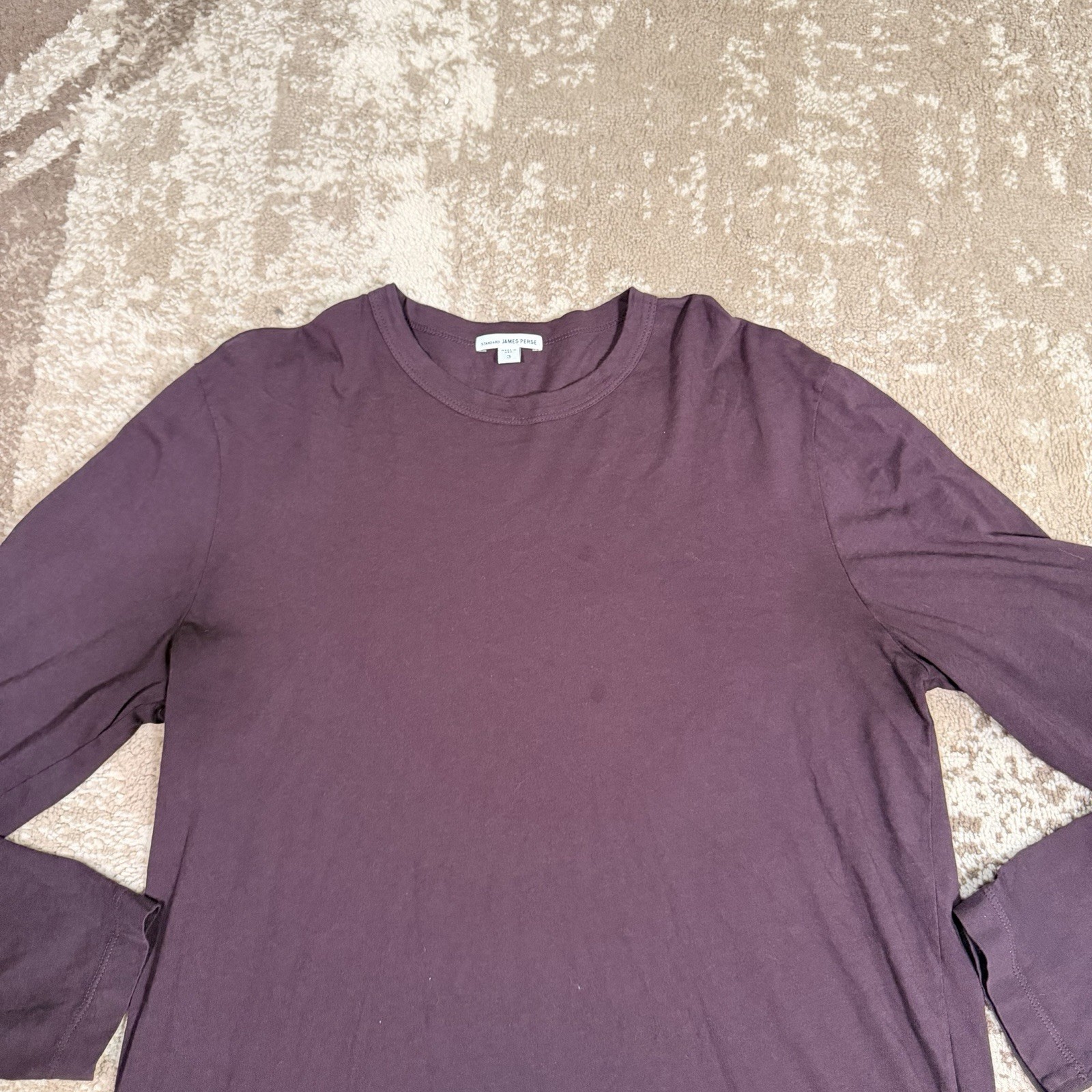 James Perse Standard Men’s Maroon Long Sleeve Crew Neck T-shirt Size 3 L gallery