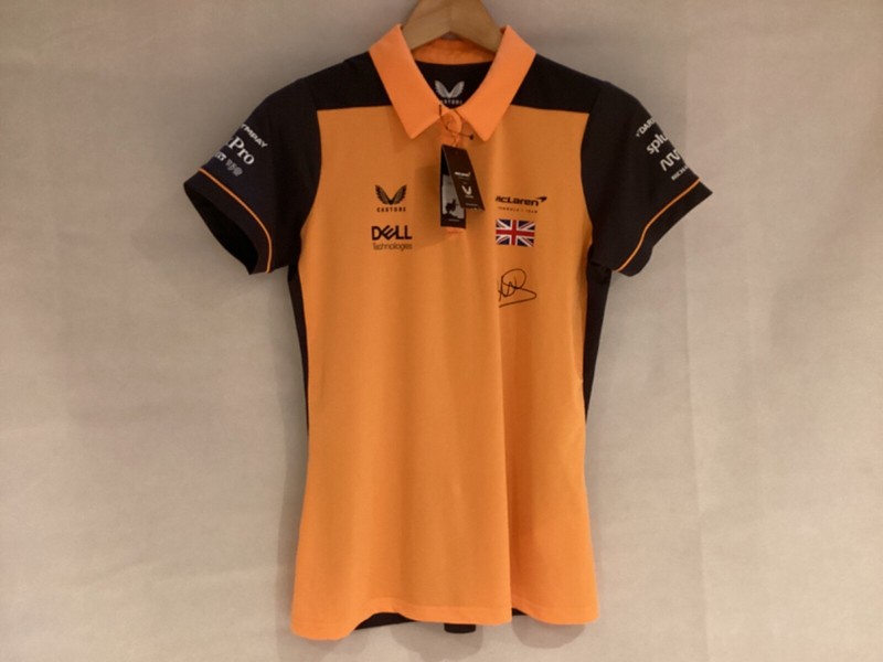 CASTORE  RACING F1 OFFICIAL LANDO NORRIS POLO SHIRT SIZE 10 ORANGE BLACK Y6