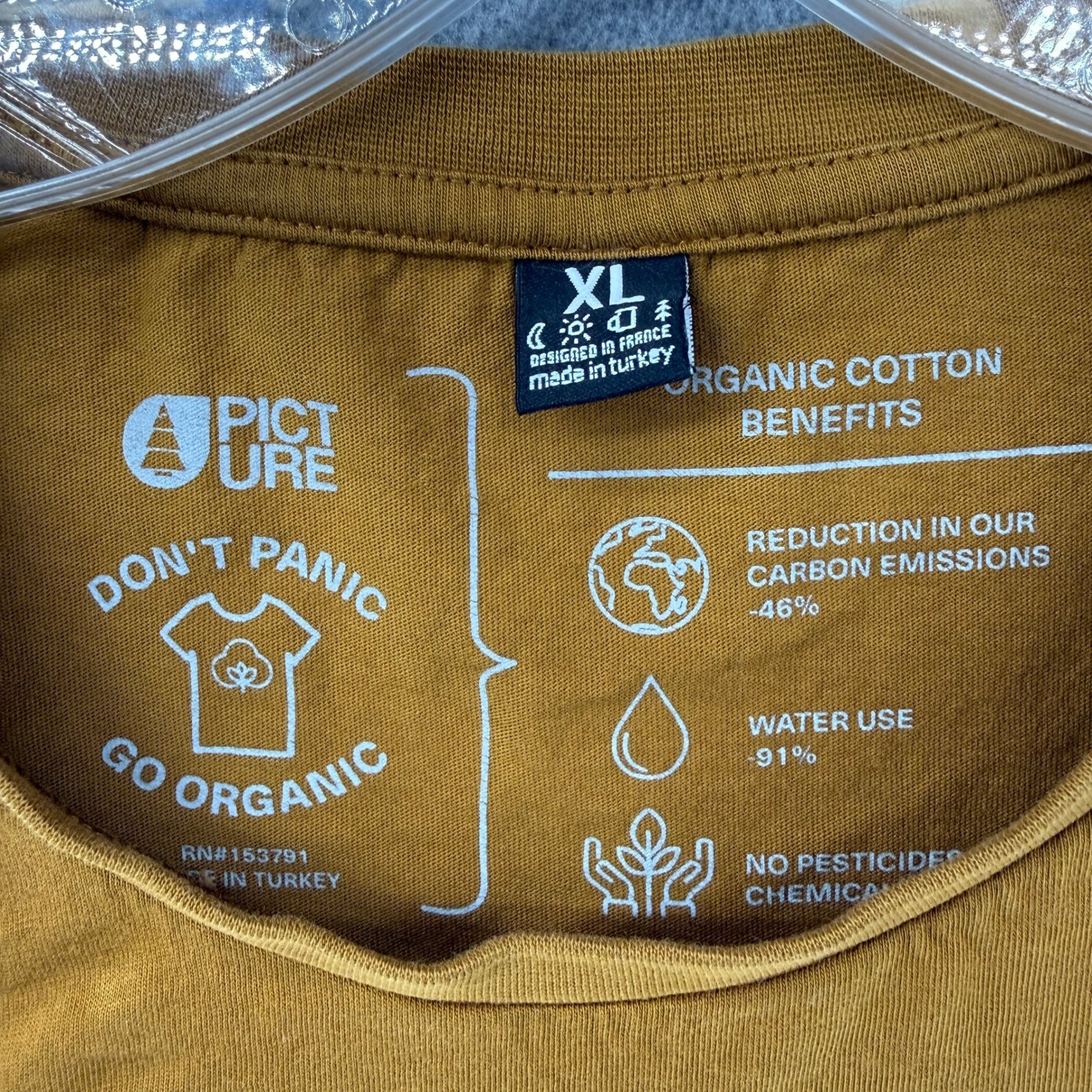 Picture Organic Clothing Mens XL Mustard Yellow Graphic Mountain T-Shirt Organic gallery