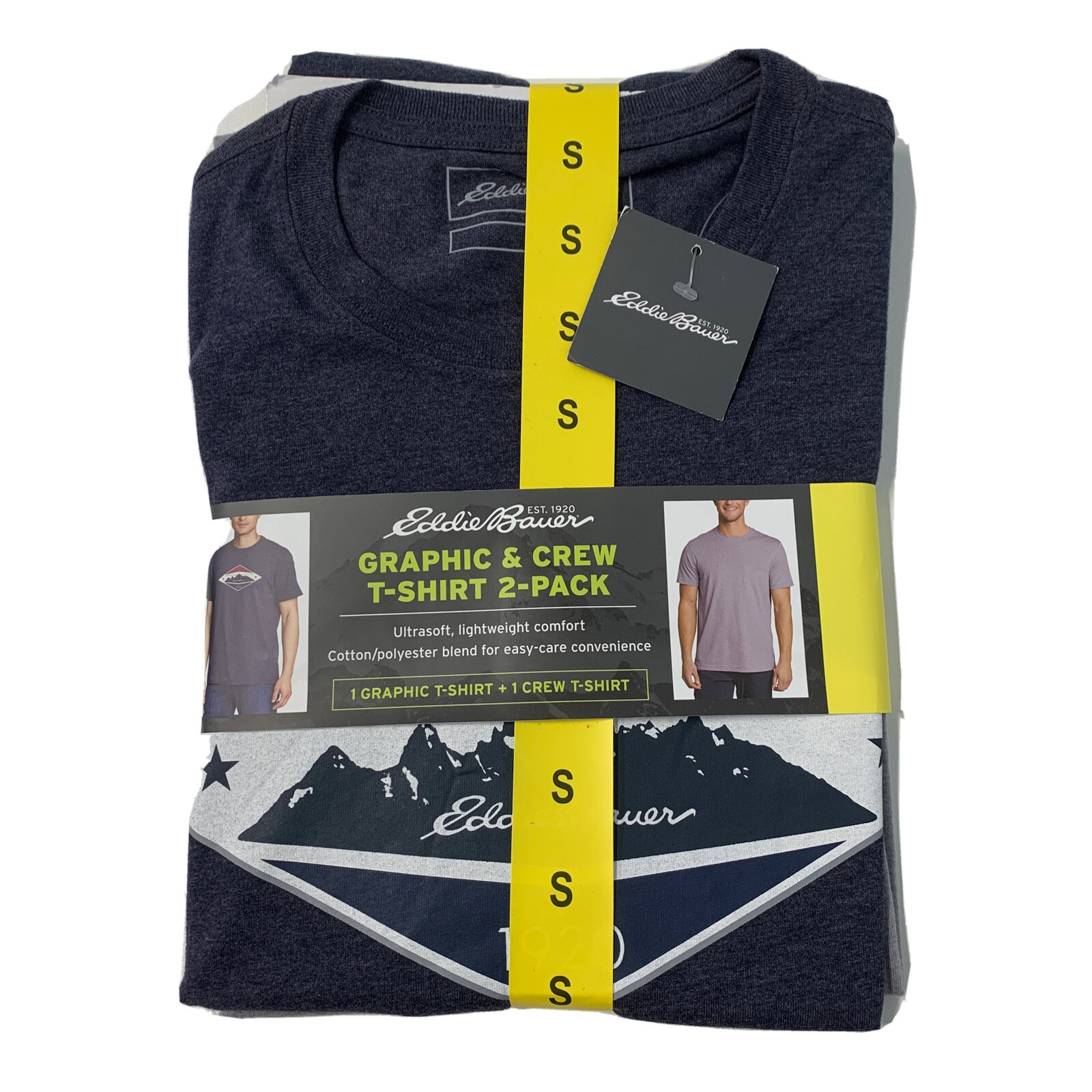 Eddie Bauer Graphic & Crew T-shirt 2-Pack NEW Mens Expedition LOGO NEW. SMALL S gallery