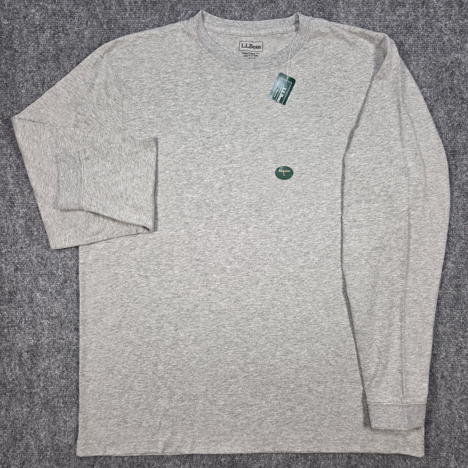 NWT L.L. Bean Carefree Unshrinkable Tee Shirt Mens Large Traditional Fit Gray LS gallery