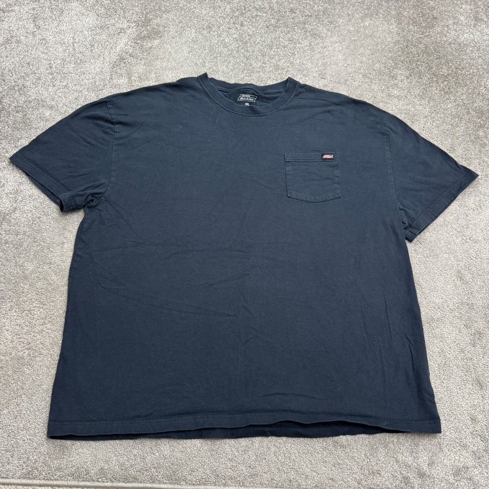 Genuine Dickies Basic T-Shirt Mens 3XL Navy Short Sleeve Crew Cotton Pocket Tee
