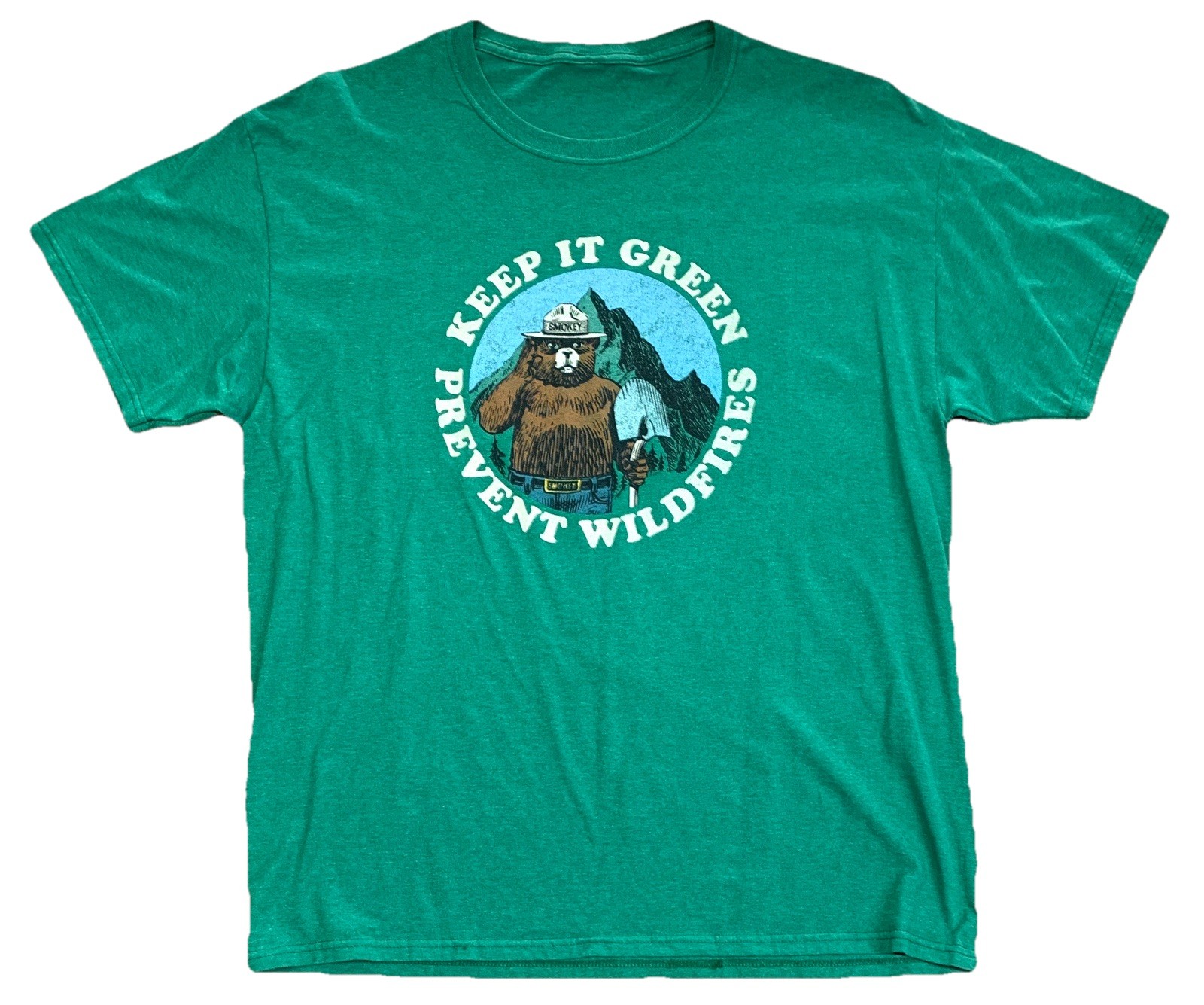 Smokey The Bear Keep It Green Prevent Wildfires T-shirt Size Large NO TAG Green