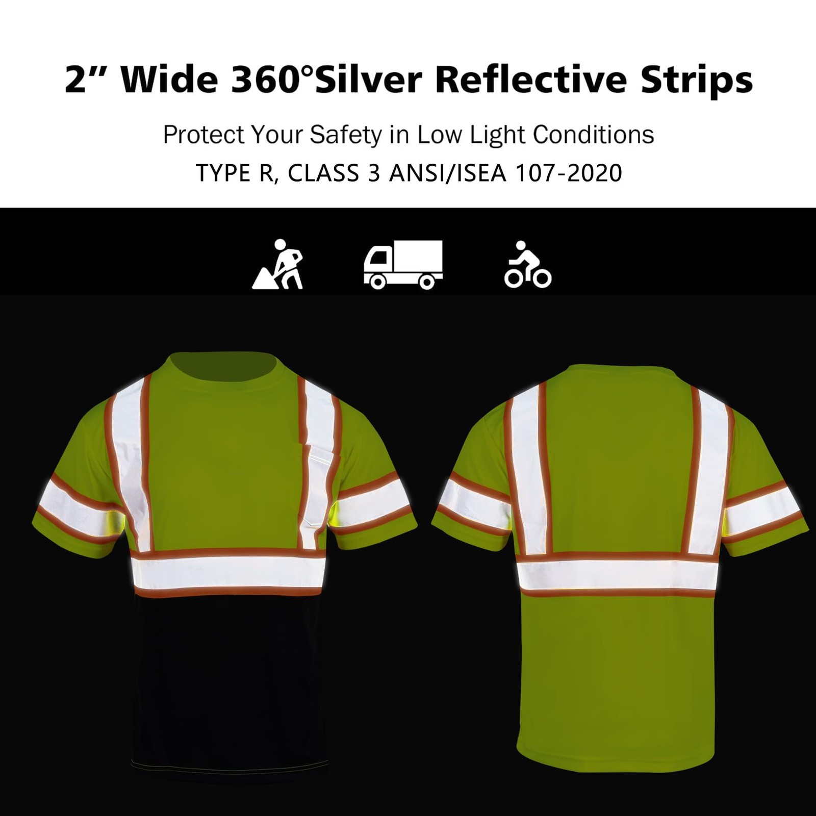 Hi Vis Reflective Safety Shirts for Men ANSI Class 3 High Visibility Construc... gallery
