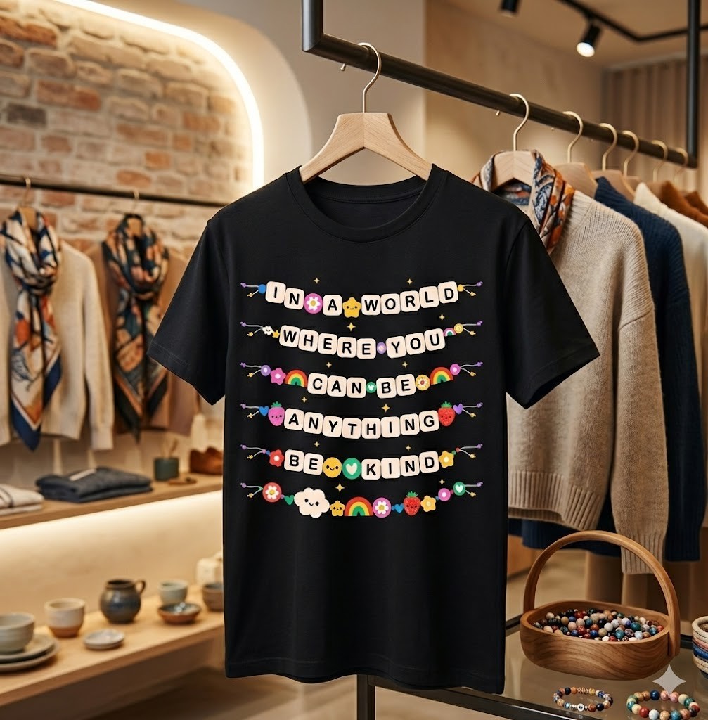 In A World Where You Can Be Anything Be Kind Girls Teachers T-Shirt - H081 gallery