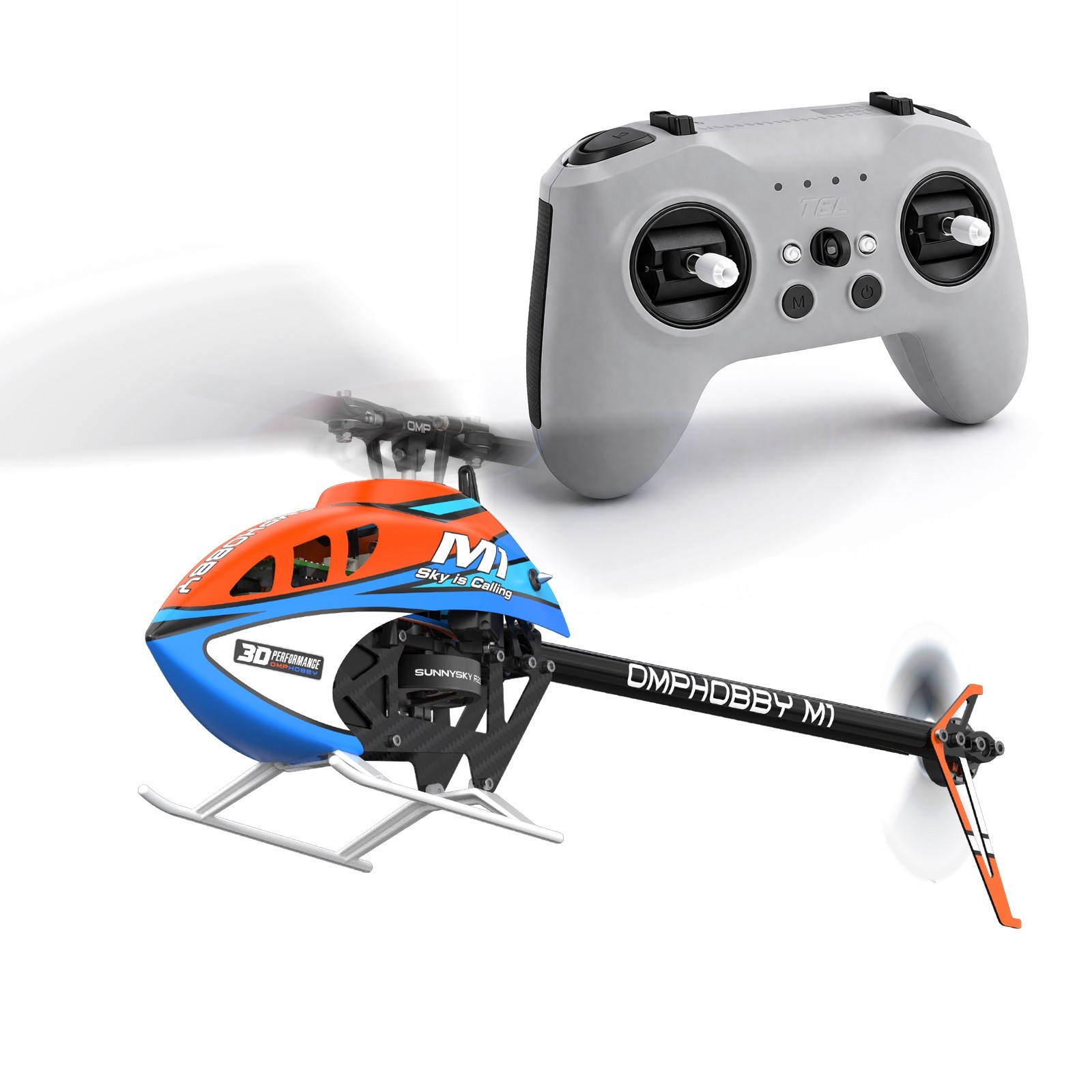 OMPHOBBY M1 V3 Pro 3D RC Helicopter for Adults With T8L (RTF Version, Orange)