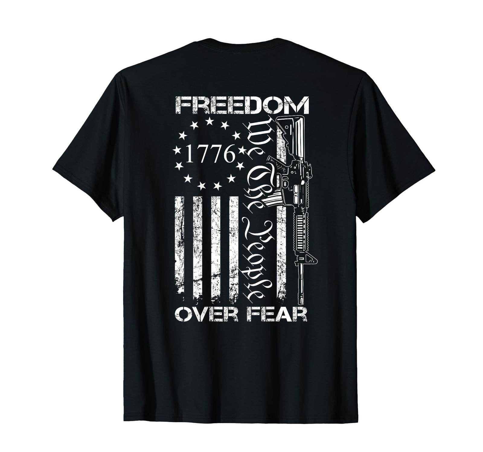 Freedom Over Fear Pro Gun USA Flag 2nd Amendment (ON Back) T-Shirt Small gallery