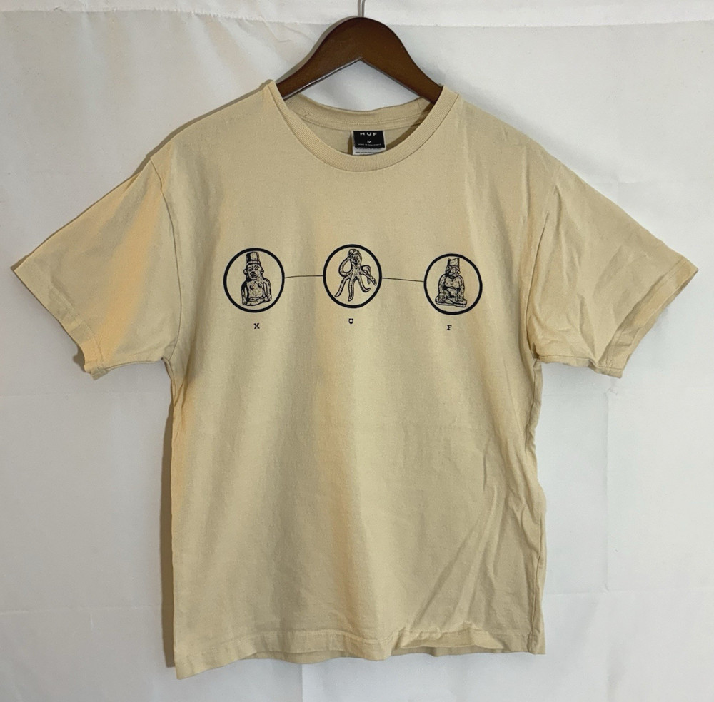 HUF Outernational Men’s Medium JM Studio Design Beige S/S Graphic T-Shirt Tee