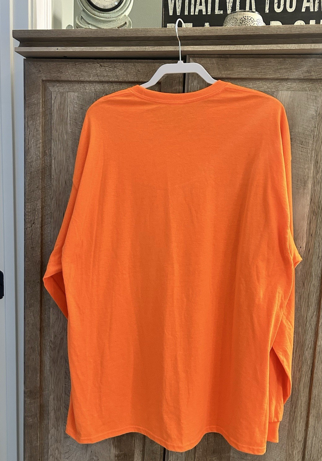 Mens ORANGE 2XL 3XL Cotton Tshirt Crew Neck Long Sleeve T-Shirt UNISEX gallery