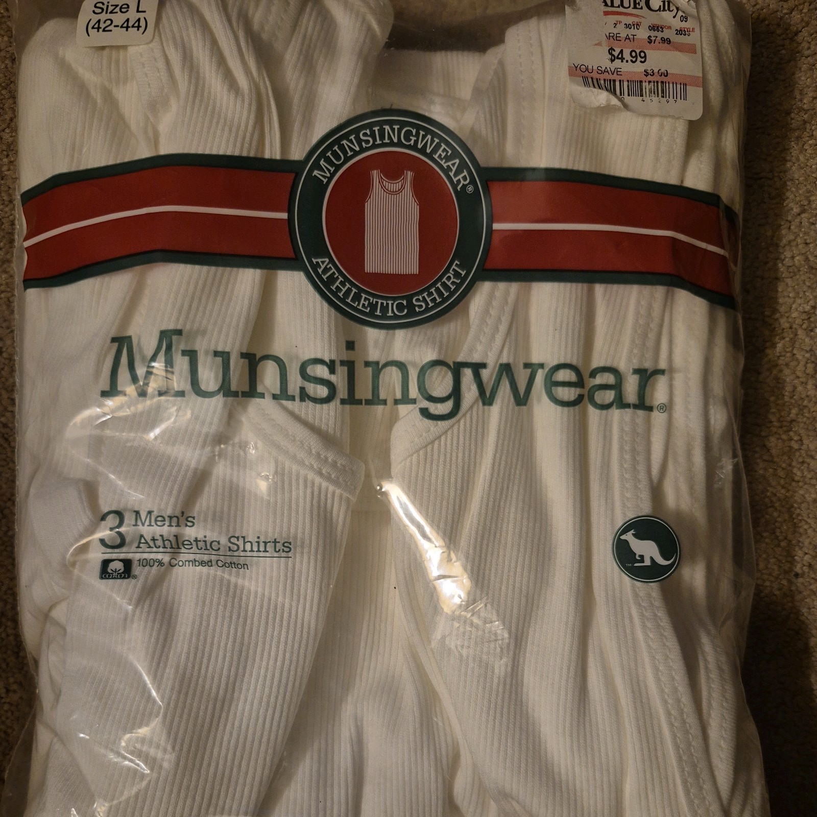 Vintage New Munsingwear Athletic Shirts 3pack Size L(42-44) 100% Combed Cotton gallery