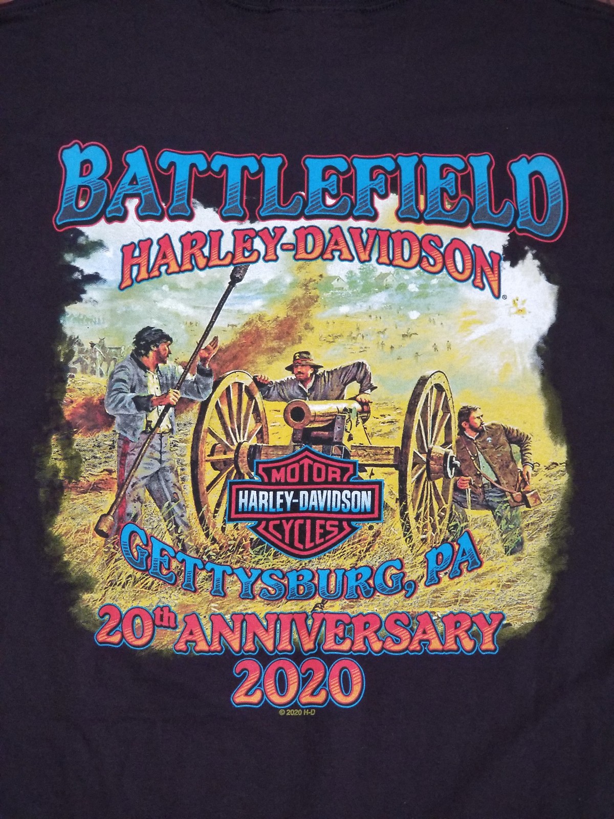 Harley Davidson - Gettysburg, PA Battlefield Black T-Shirt - Men's 2XL - NEW gallery