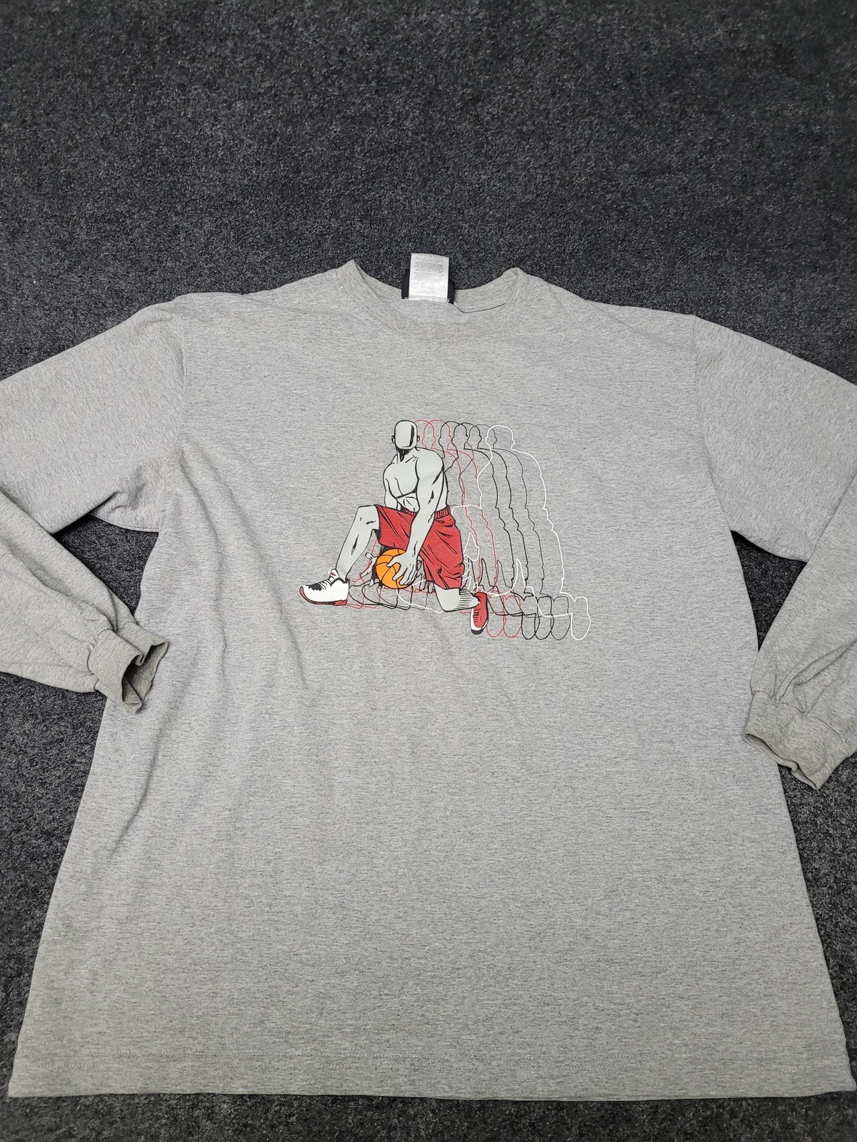 AND1 Shirt Mens Large Gray Long Sleeve Basketball Player Graphic Tee T-Shirt gallery