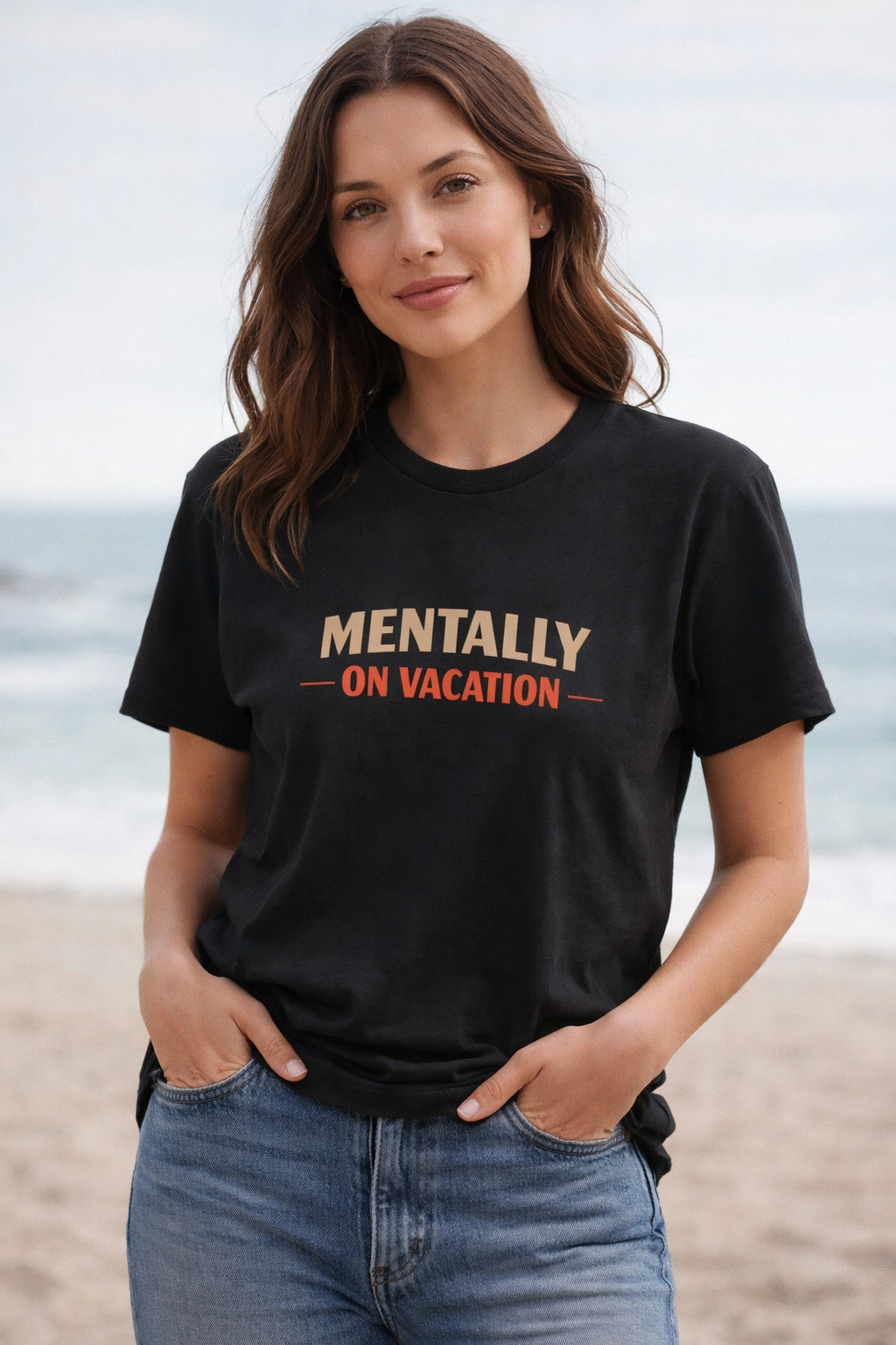 Mentally On Vacation Retro Minimalist Graphic Tee | Unisex Vintage Style Shirt gallery