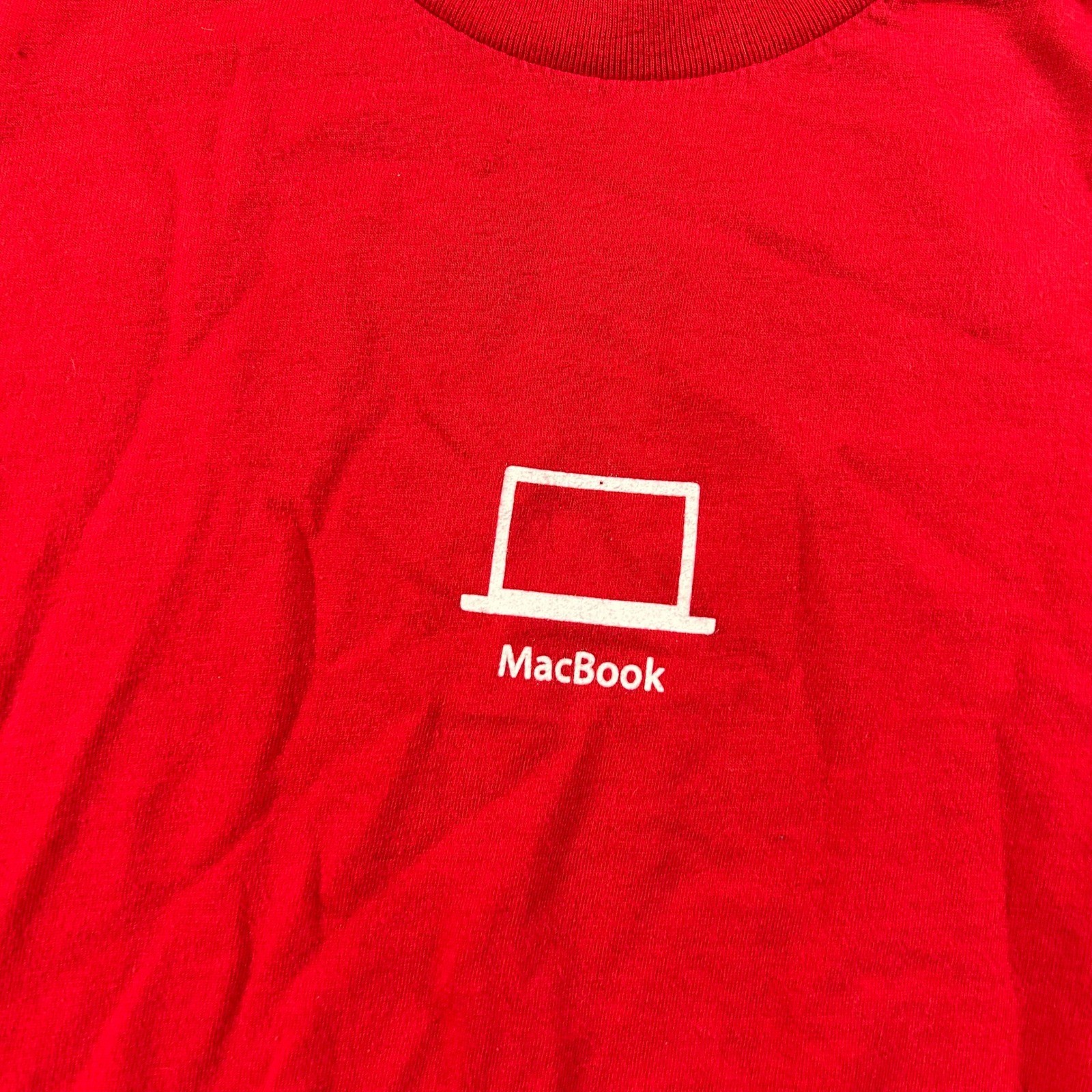 Apple MacBook Long Sleeve T-Shirt Mens Small Red Promo American Apparel Tech Tee gallery