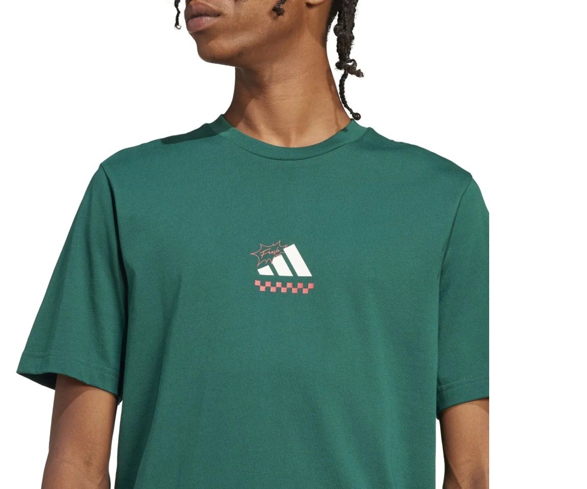 Adidas Green Lounge Pizza Graphic Three Slice Life T-Shirt JJ4017 size Medium gallery