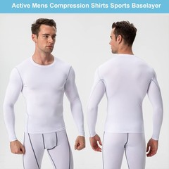 Mens Compression Shirt Long Sleeve Athletic Running Gym Cool Dry Baselayer
