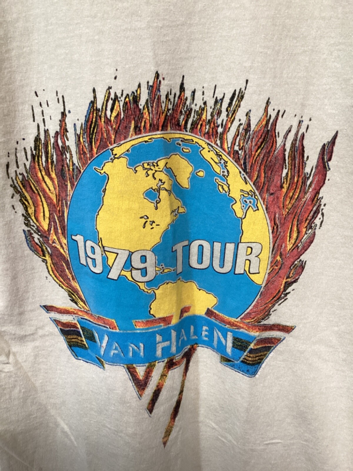 Van Halen World Tour 1979 Beige Small Cotton T Shirt T4 gallery