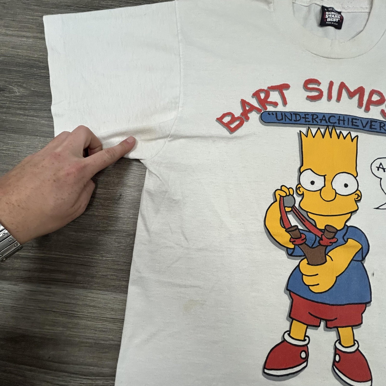 Vintage Bart Simpson Shirt Mens Large White Underachiever Graphic Tee 90s USA gallery