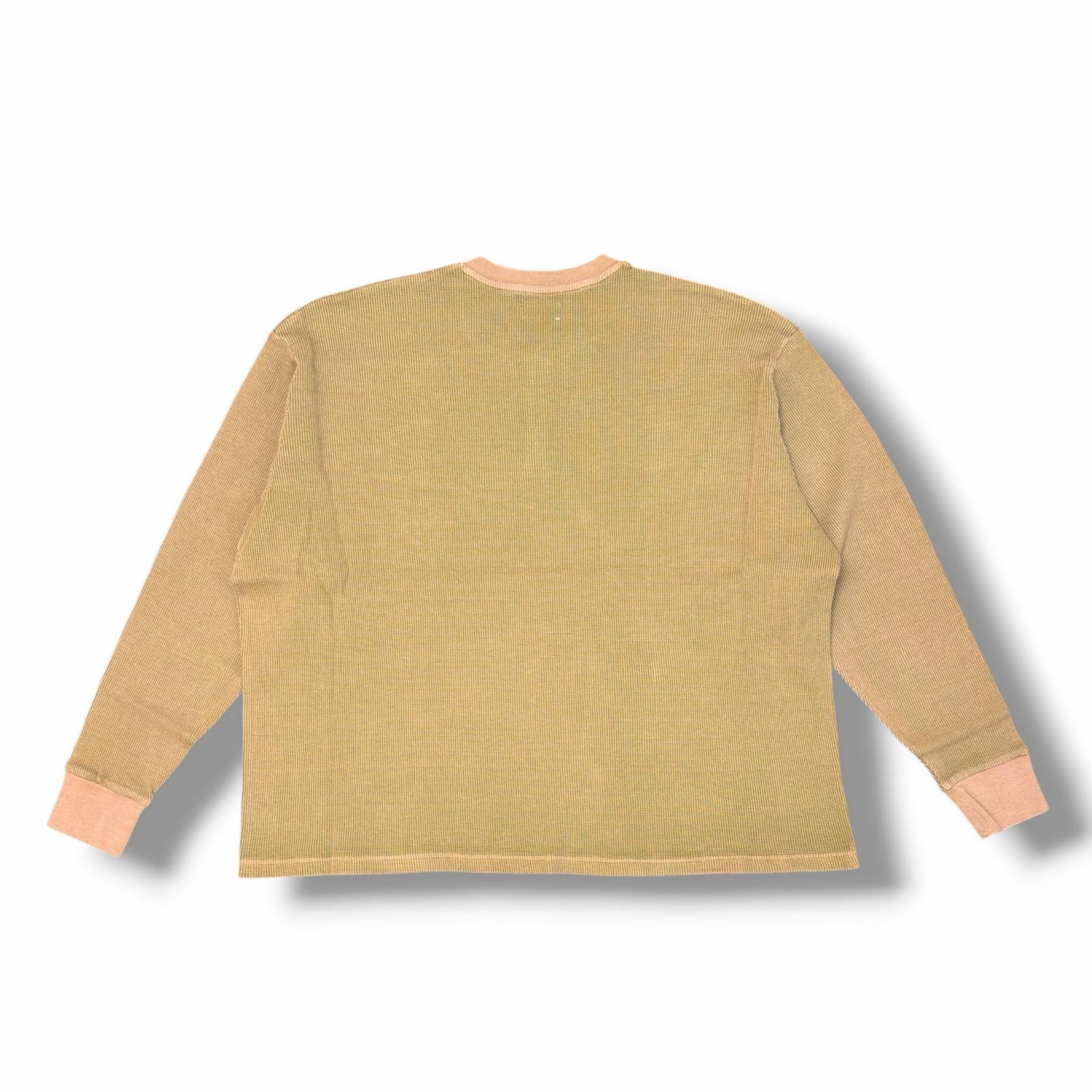 Unused KANEMASA PHIL. 18G Garment Dye Waffle KM25A-012 BEIGE(WILLOW GREEN) M gallery