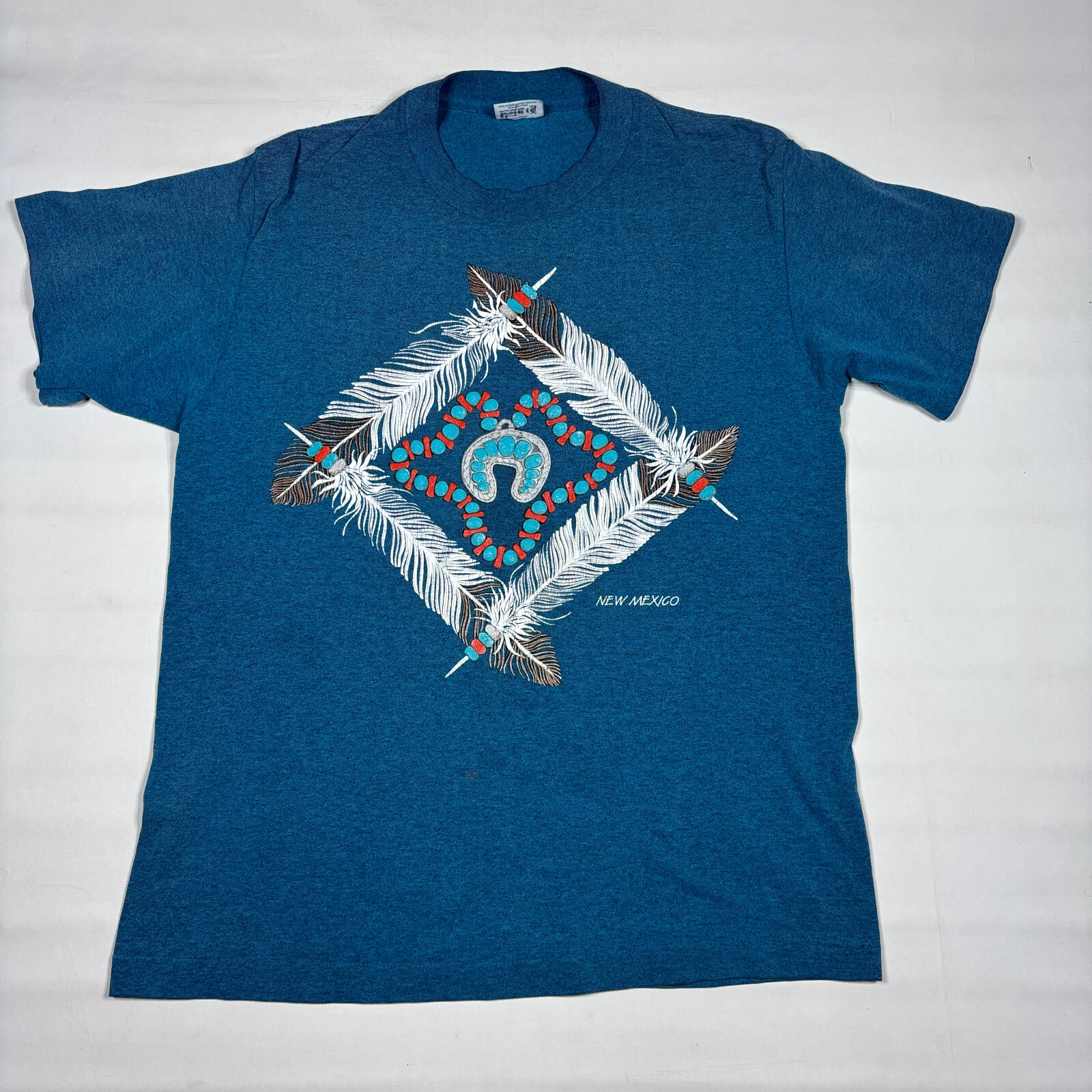 VTG 80s TeeJays Hef-T Single Stitch New Mexico Southwestern Graphic T-Shirt L