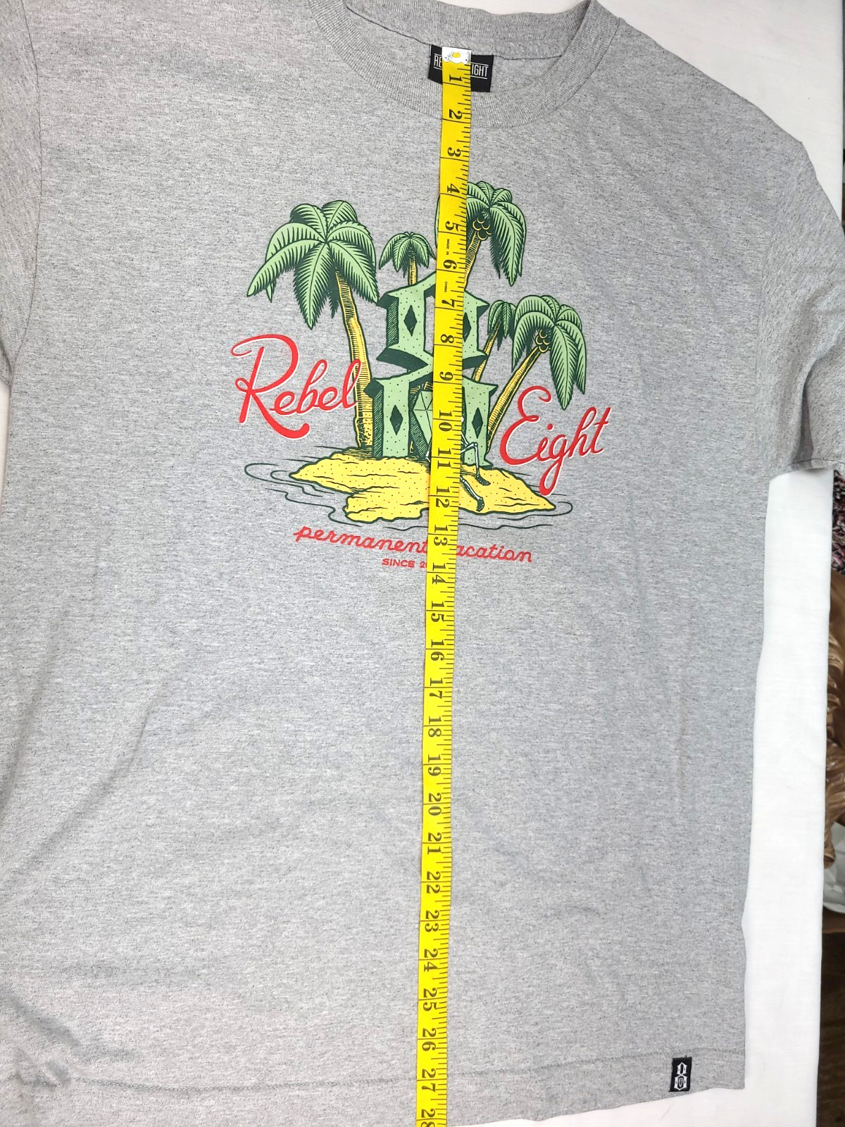 REBEL EIGHT 8 Graphic Art T Shirt Gray Men's Large gallery