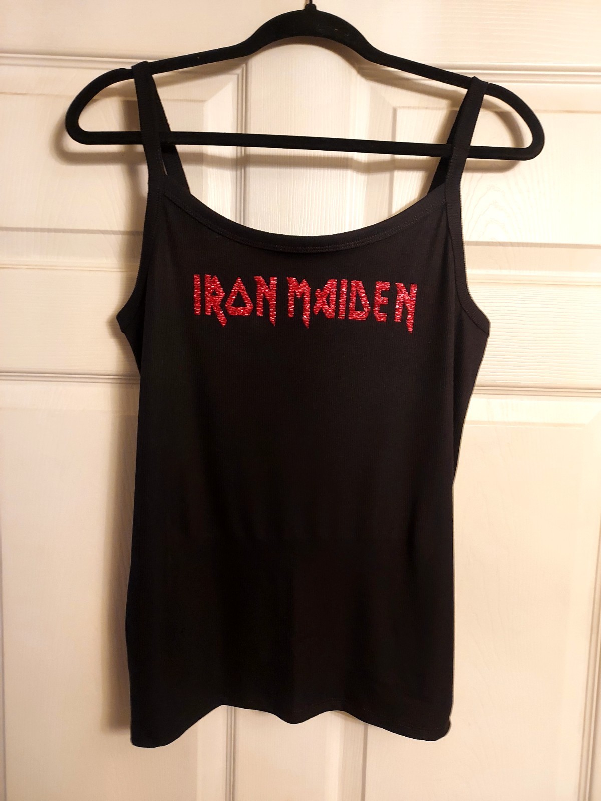 Iron Maiden tank top Red Glitter Iron Maiden Shirt Fitted Iron maiden Crop Top gallery