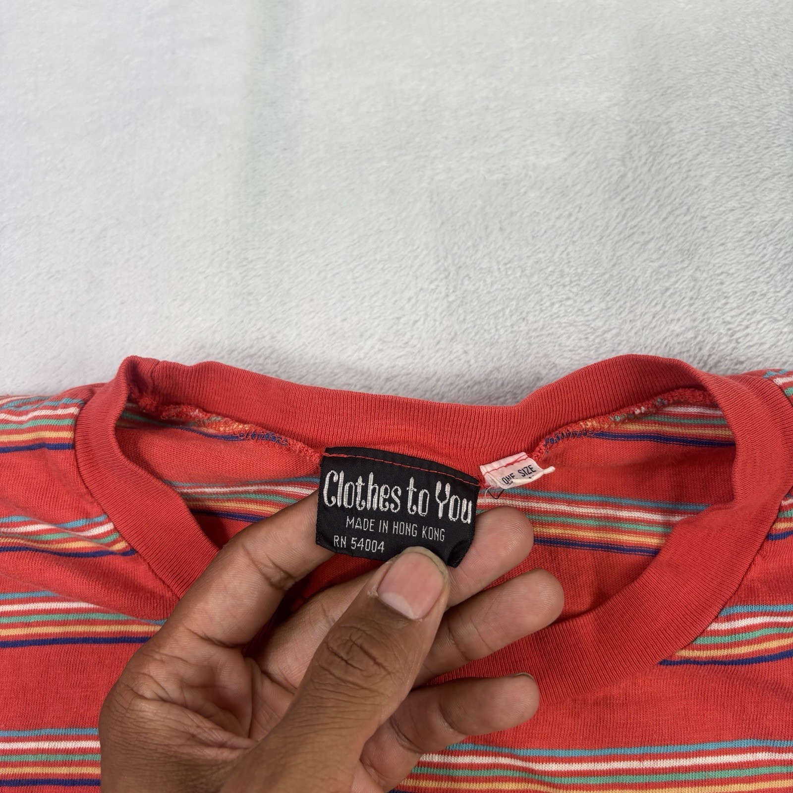 VTG 60s Clothes To You Red Striped Short Sleeve Single Stitch Shirt OSFA gallery