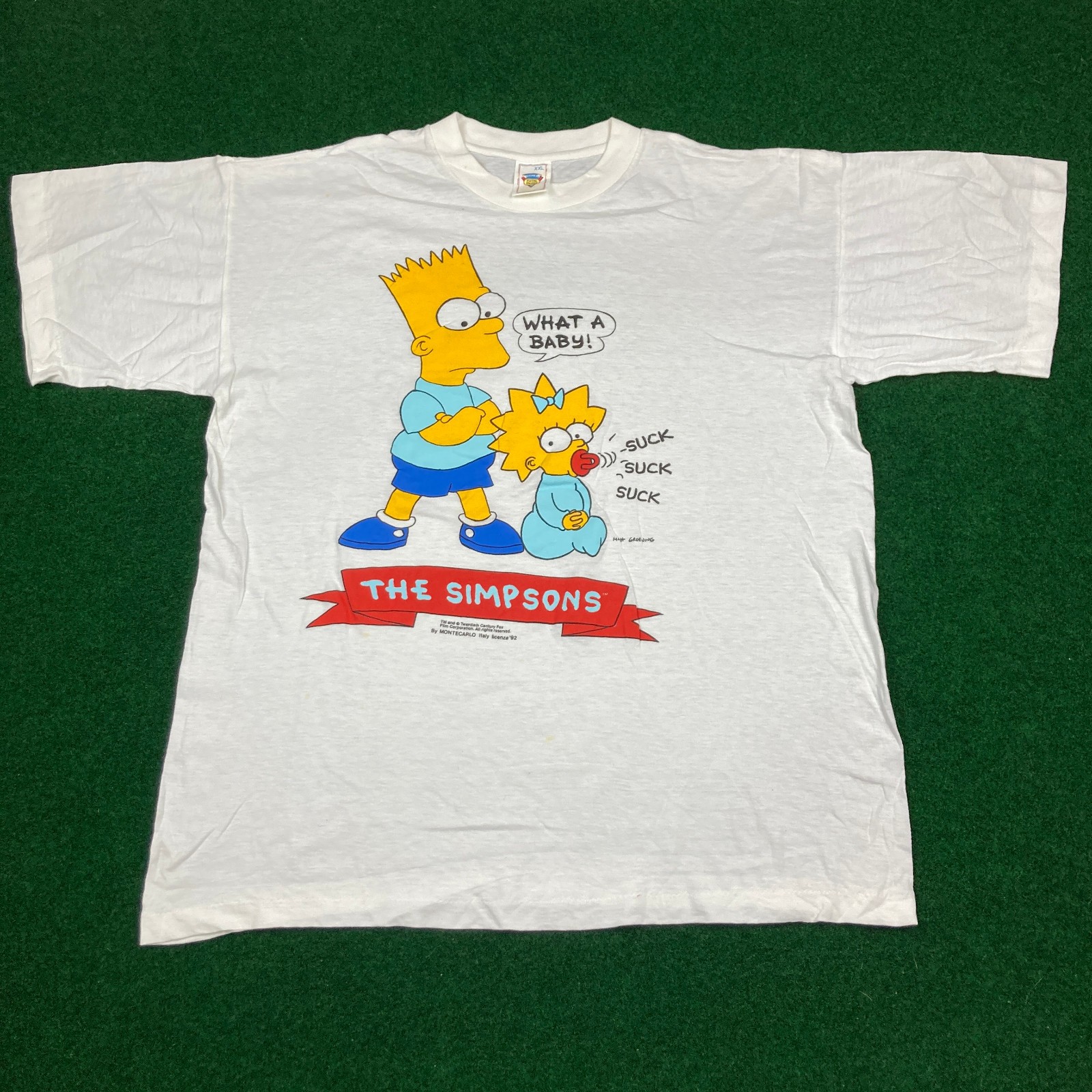 Vintage The Simpsons Shirt Mens XXL White 1992 Bart Maggie What A Baby 90s Tee gallery