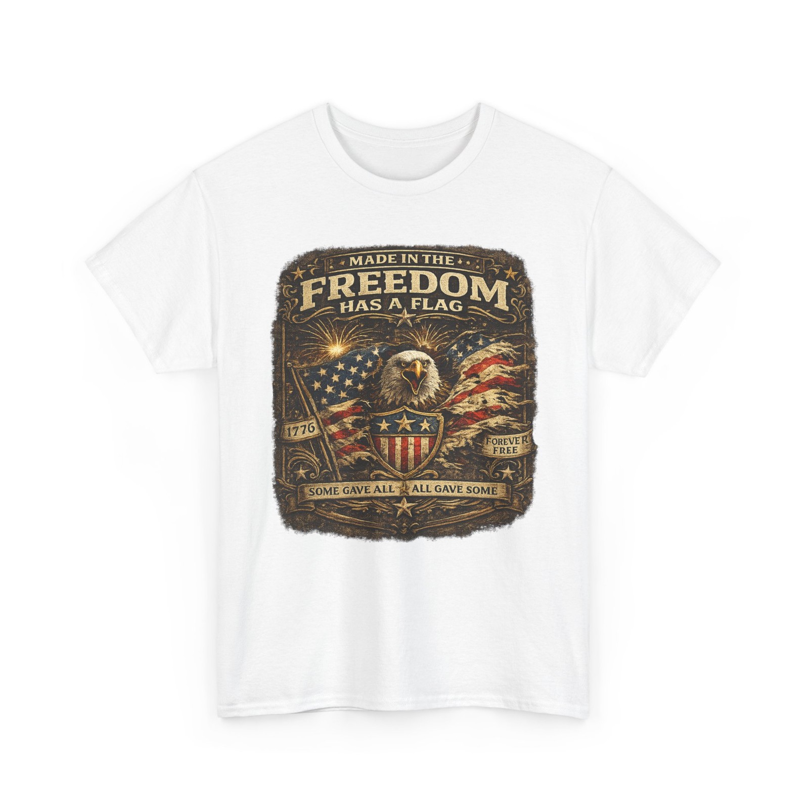 Freedom Has A Flag T Shirt Patriotic Eagle USA Flag 4th July Veteran Tee