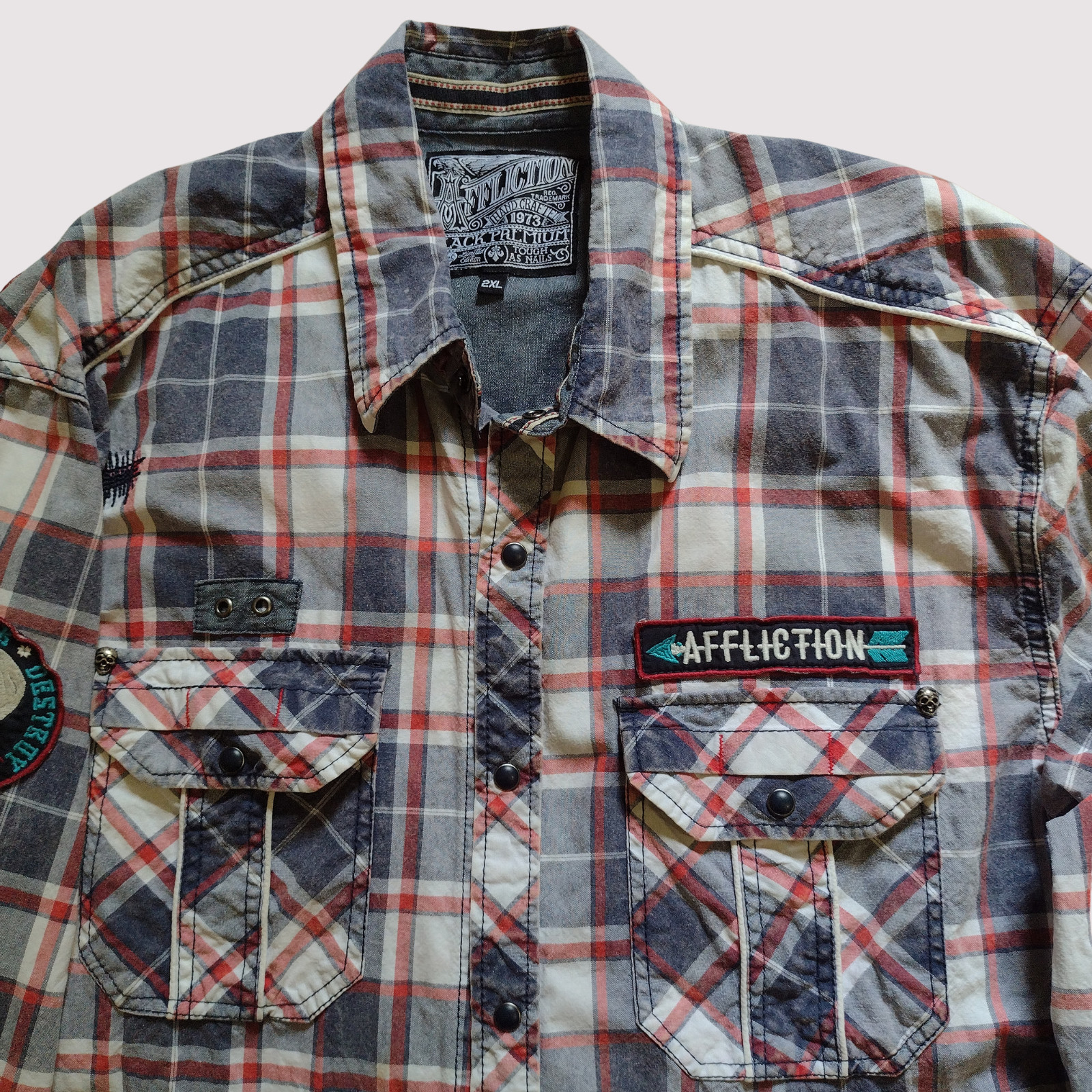 Affliction Black Premium Hand Crafted Shirt Tough As Nail Men 2XL Y2K Grunge gallery