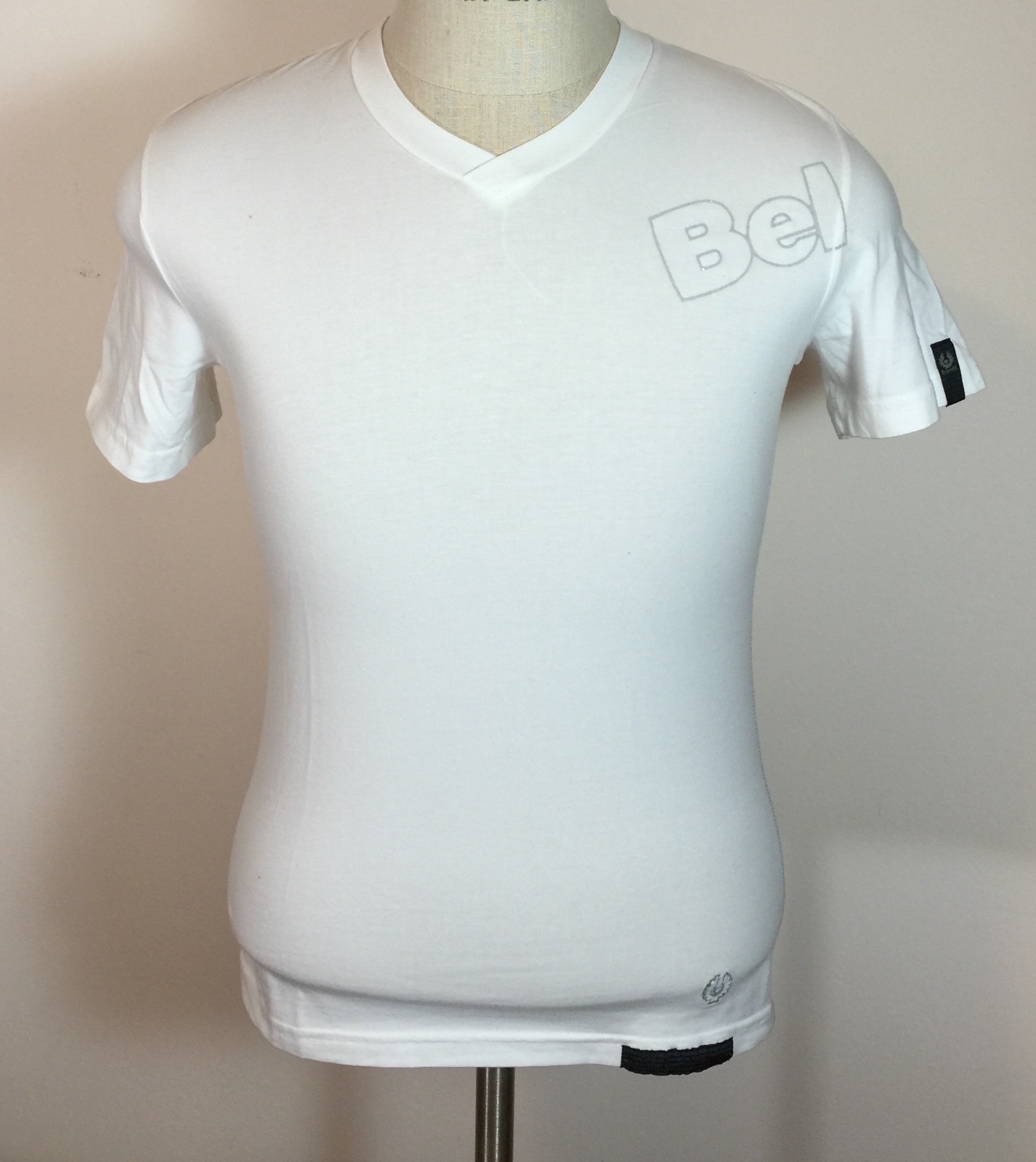 Authentic Belstaff V Neck T-Shirt Short Sleeves Cotton Elastane EU Size S NWT