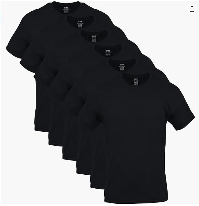 Gildan Men's Crew T-Shirts, Multipack, Style G1100, Black 100% Cotton Size X-L gallery